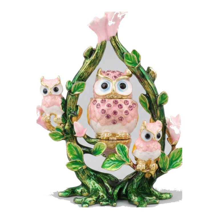 Baykuş Ailesi Mücevher Kutusu – Pembe – D&Y Hediyelik